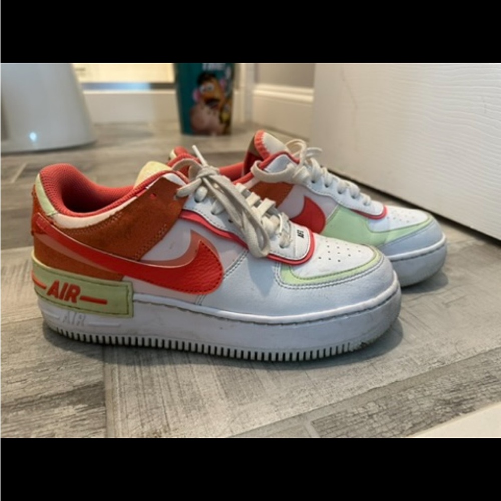 Nike AF1s Sneakers - Orange, White, and Green